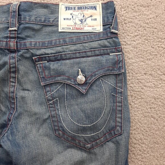 True Religion Mens Straight Leg Jeans Blue Denim  Size 33  Mexico 100% cotton - Picture 5 of 11